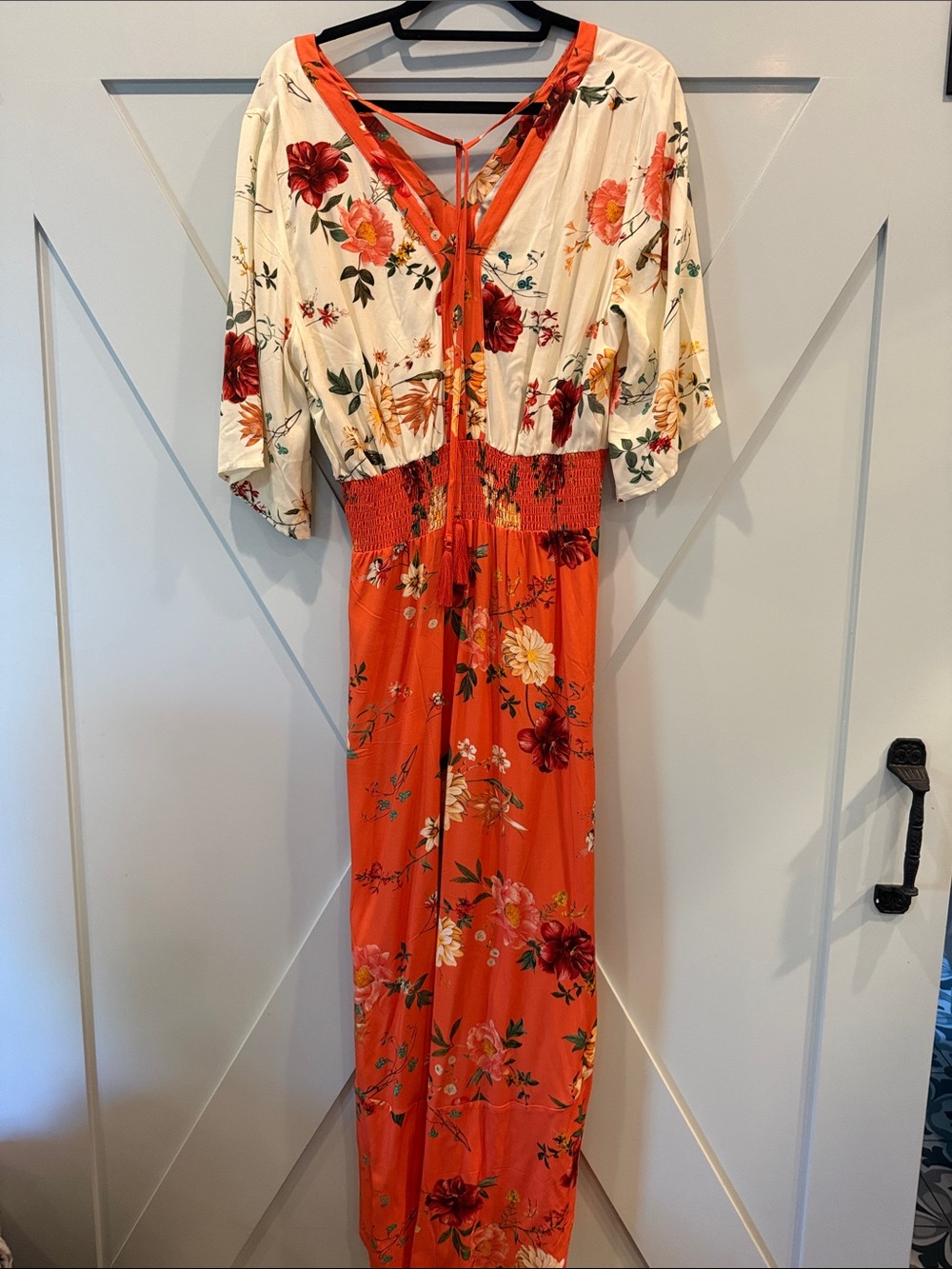 Anthropology Floral Orange and Cream Maxi Dress - Picture 5 of 9